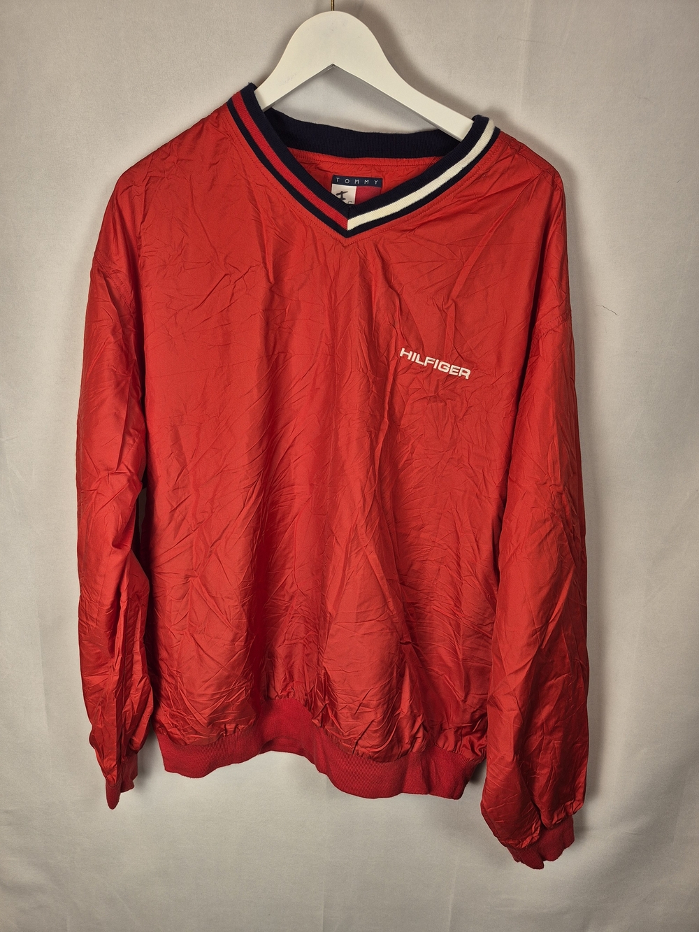 Tommy Hilfiger Men's Red V-Neck Pullover Sweater Dize Xl